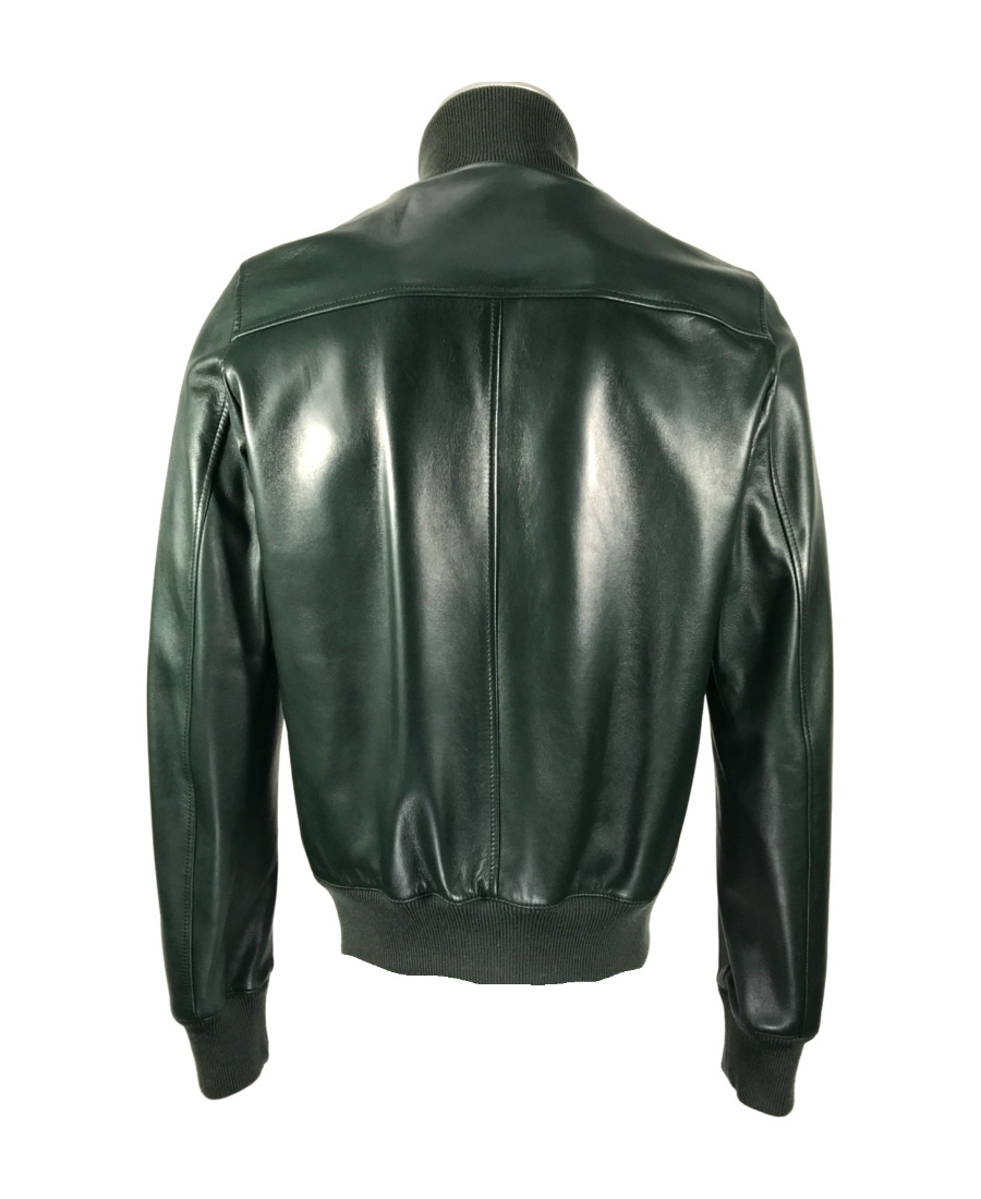 Gucci Logo Leather Jacket In Green