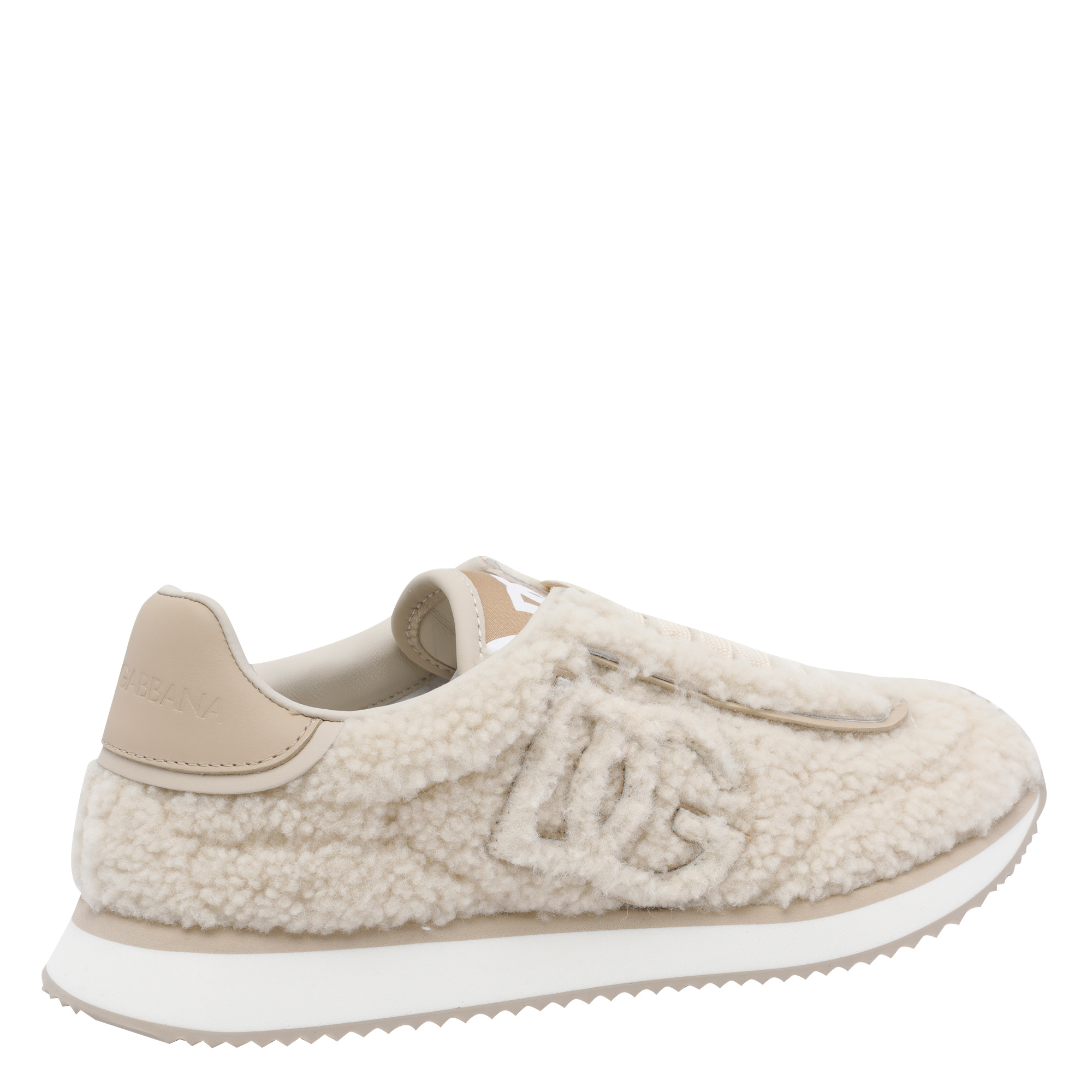 Dolce & Gabbana Dg Cushion Sheepskin Sneakers In Neutral