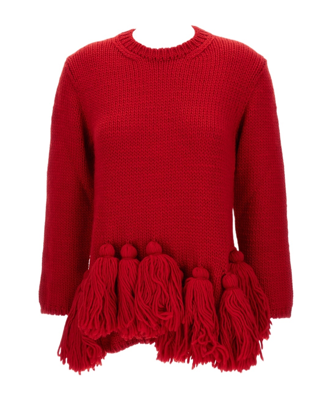 Comme Des Garçons Tassel-detail Fringed Sweater In Red