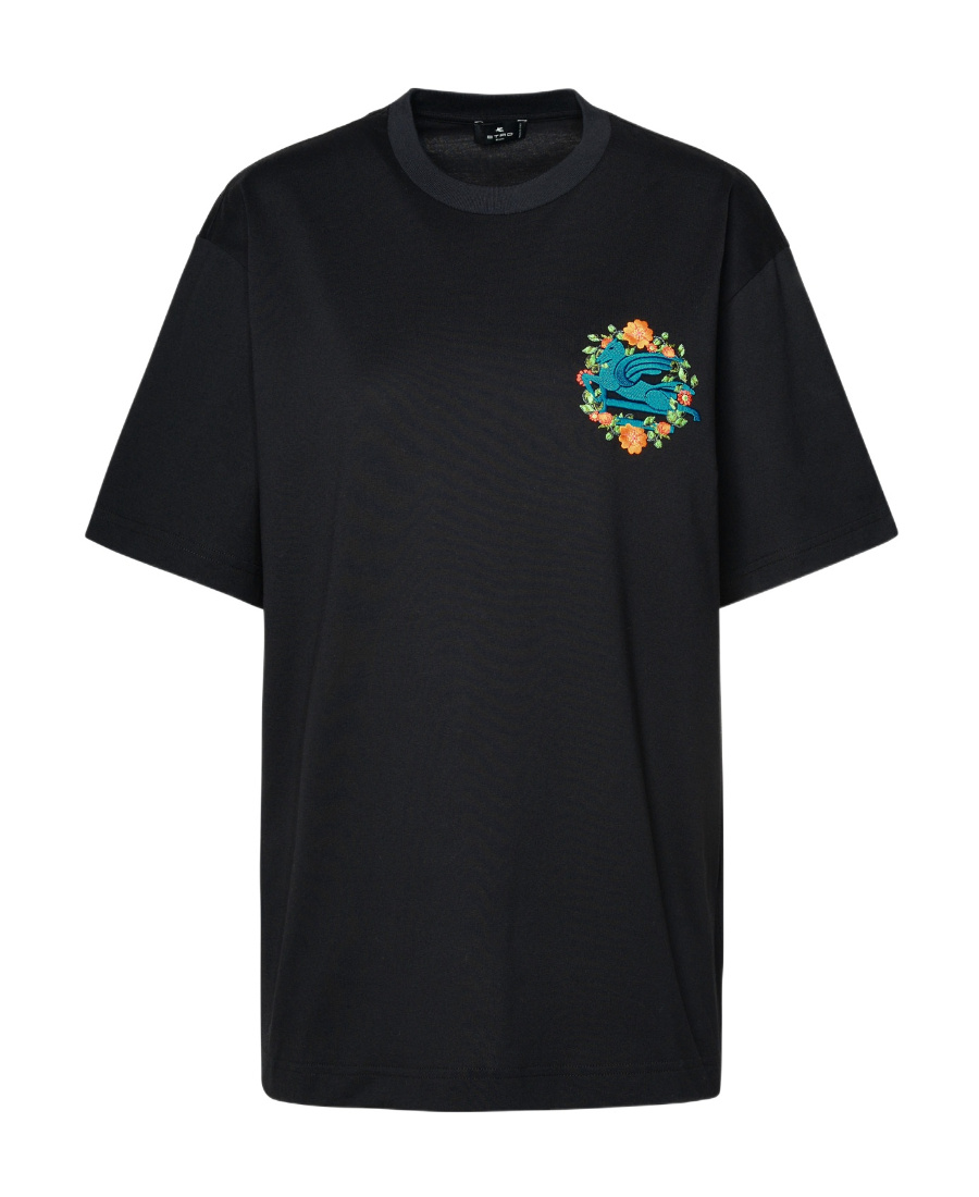 Etro Logo Embroidered Oversized T-shirt In Black