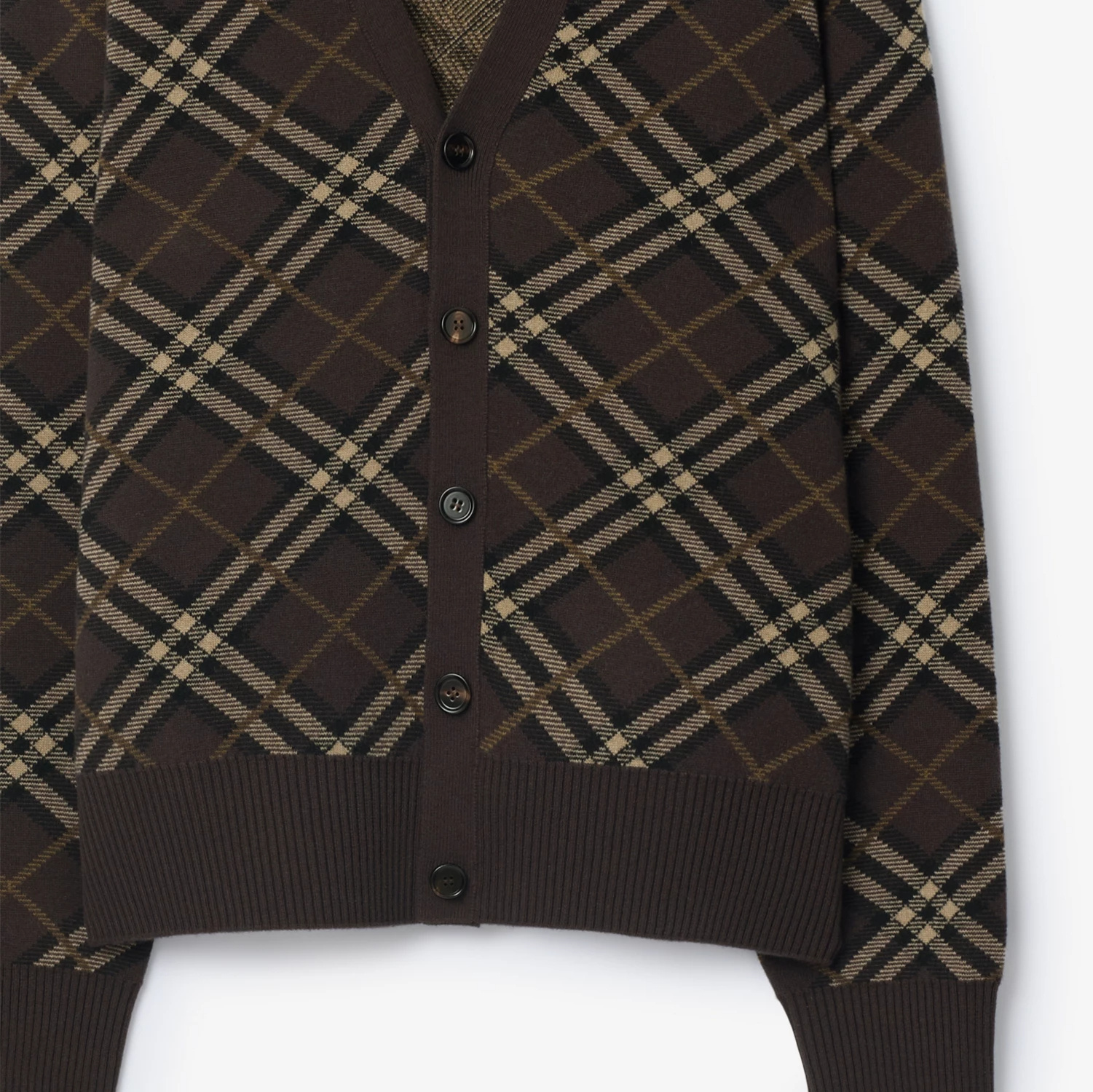Burberry Check Wool And Cashmere-blend Cardigan In Brown