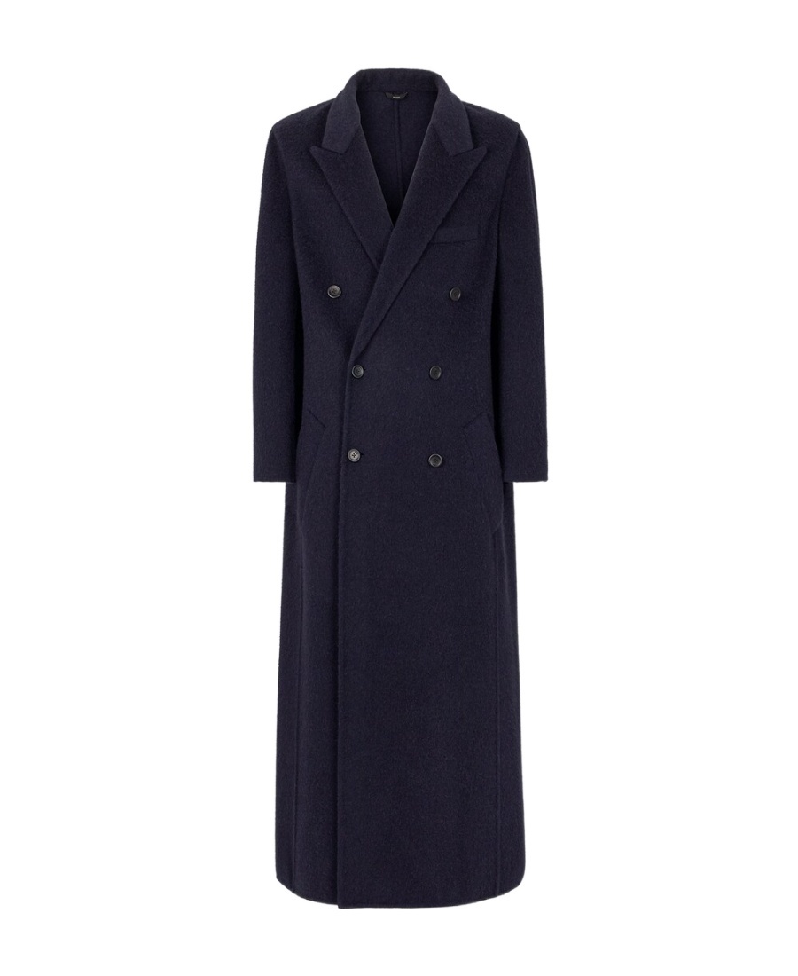 Fendi Double Breasted Long Sleeved Coat In Blue