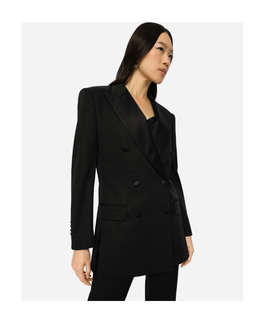 Dolce & Gabbana Silk-lapels Double-breasted Blazer In Black