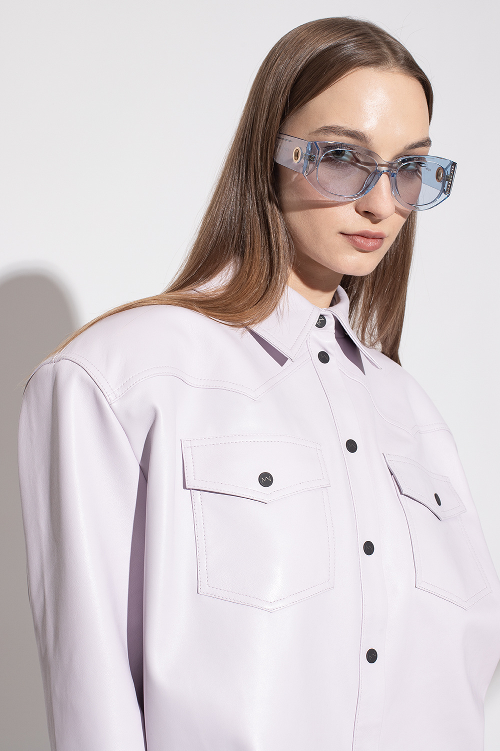 Linda Farrow X Sara Shakeel Debbie Rectangle Framed Sunglasses In Blue