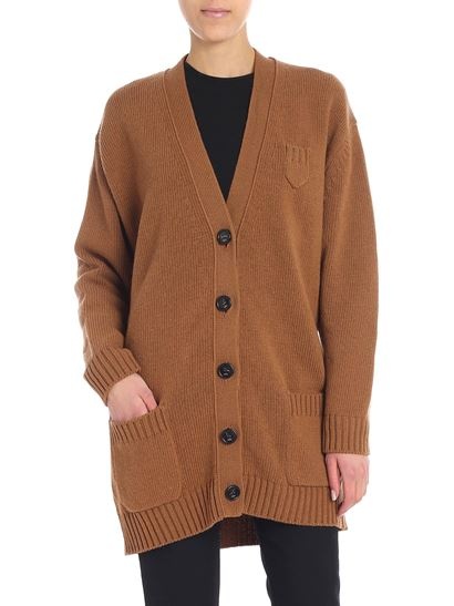 N°21 Star Patch Knitted Cardigan In Brown