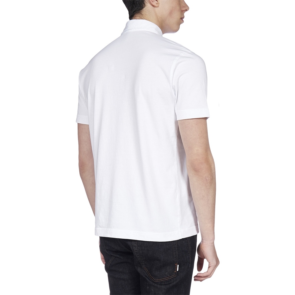 Drumohr Logo Label Jersey Polo In White