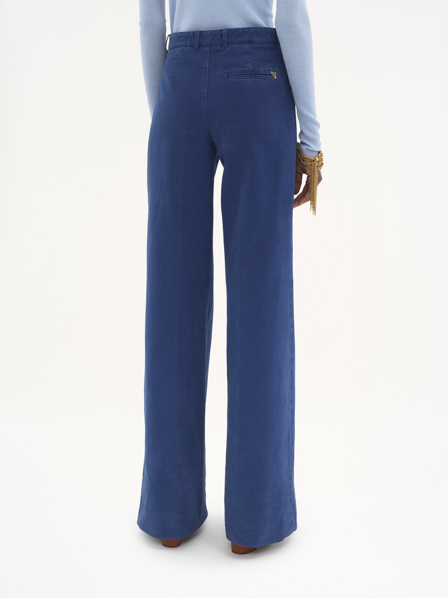 Chloé Cotton Canvas Bell Bottoms In Blue
