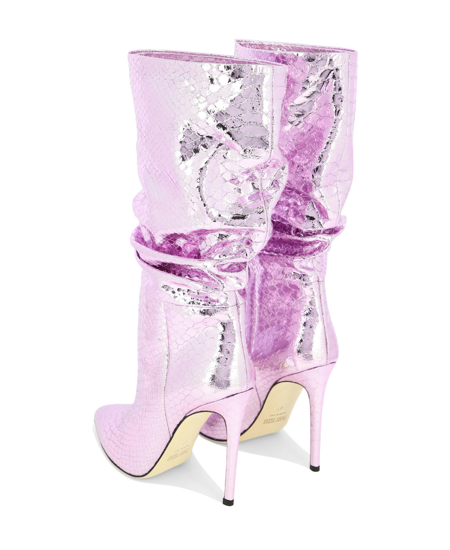 Paris Texas 105mm Snakeskin-effect Metallic Boots In White