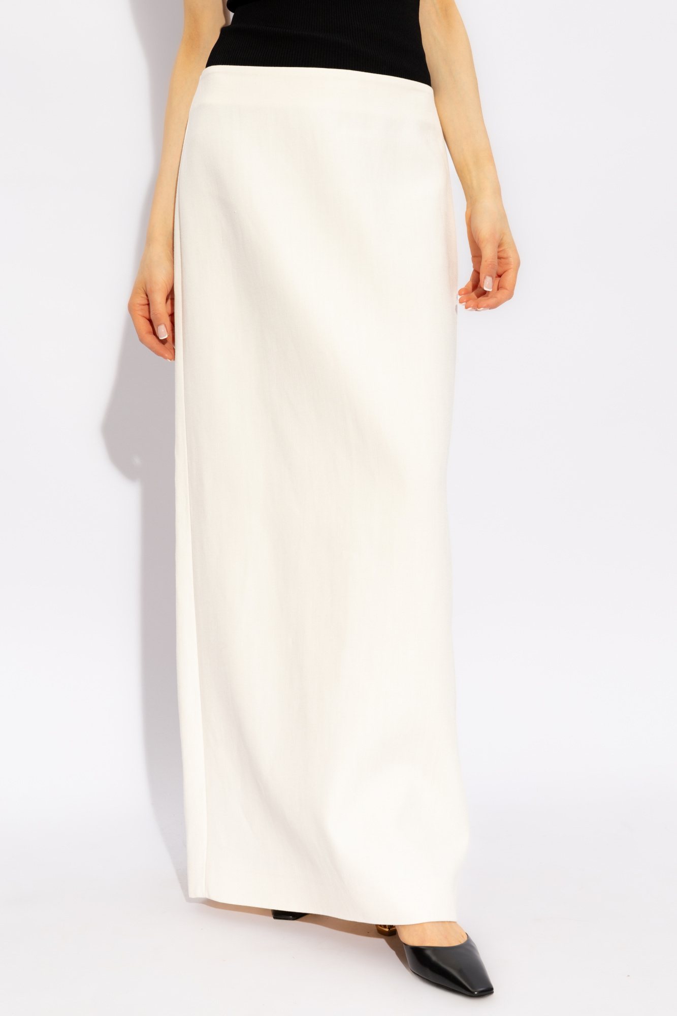 Shop Ferragamo Salvatore High-waist Straight Hem Maxi Skirt In White