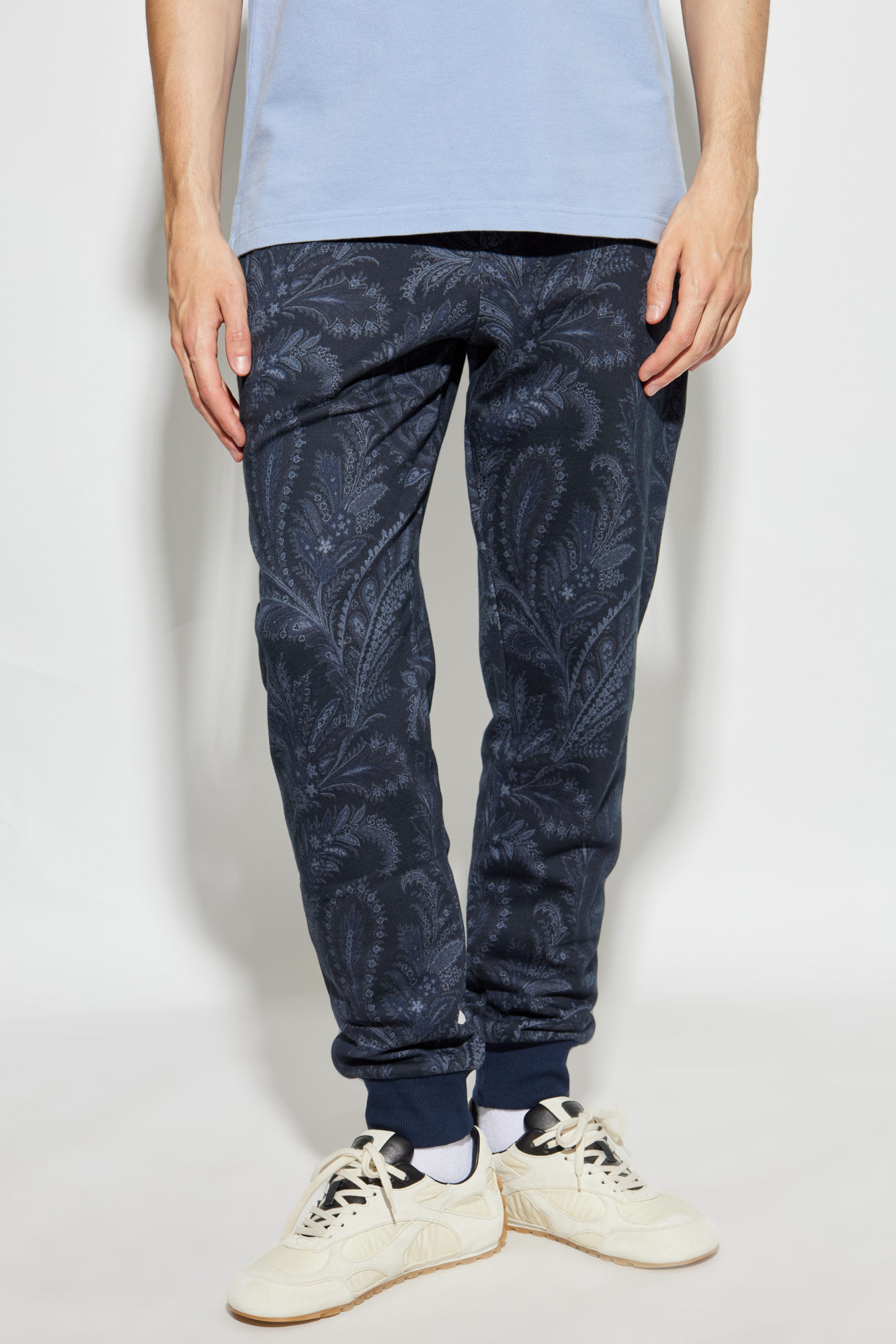 Etro Paisley-print Drawstring Sweatpants In Blue