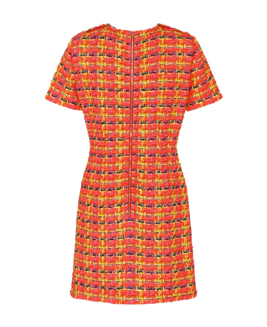 Gucci Fluorescent Lamé Tweed Mini Dress In Red