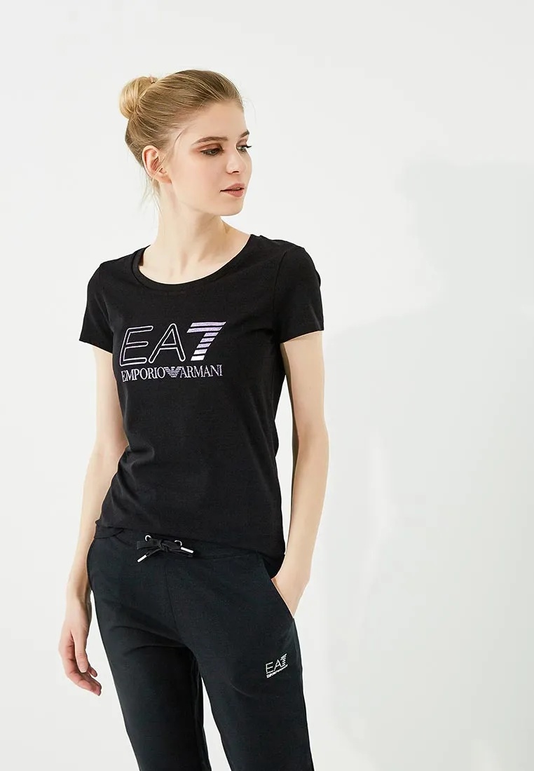 Ea7 Logo T-shirt In Black