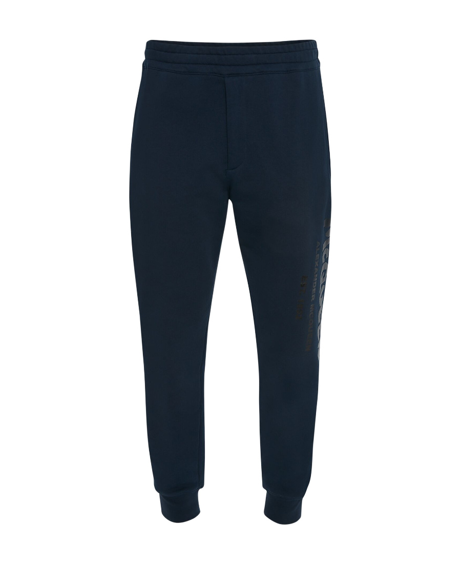 Alexander Mcqueen Graffiti Logo-print Track Pants In Blue