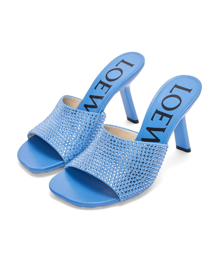 Loewe Petal Strassed 90 Mule In Blue