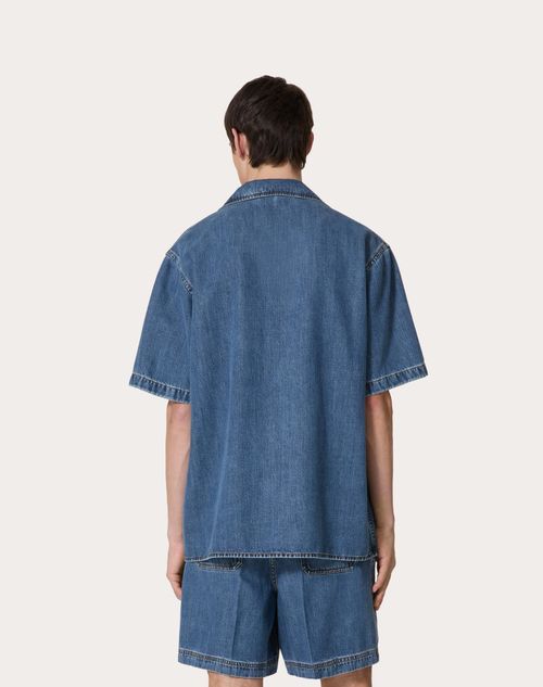 Valentino Shirt With Metallic V Detail In Blue