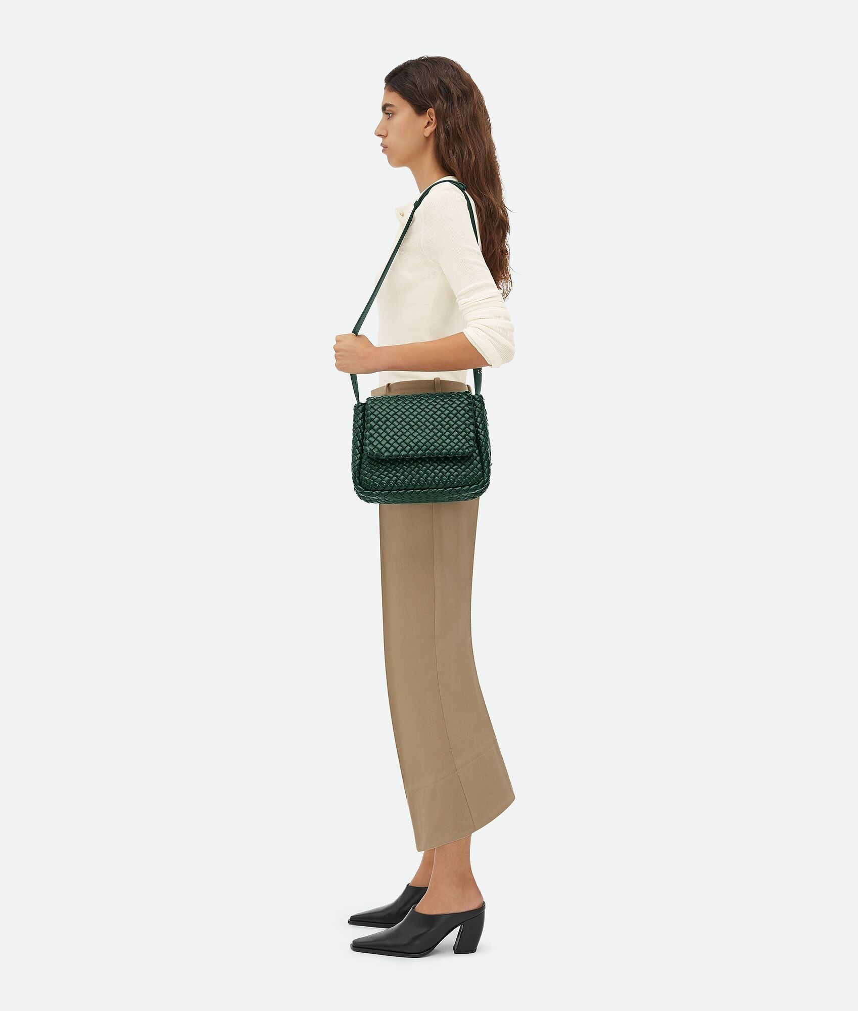 Shop Bottega Veneta Cobble Shoulder Bag In Green