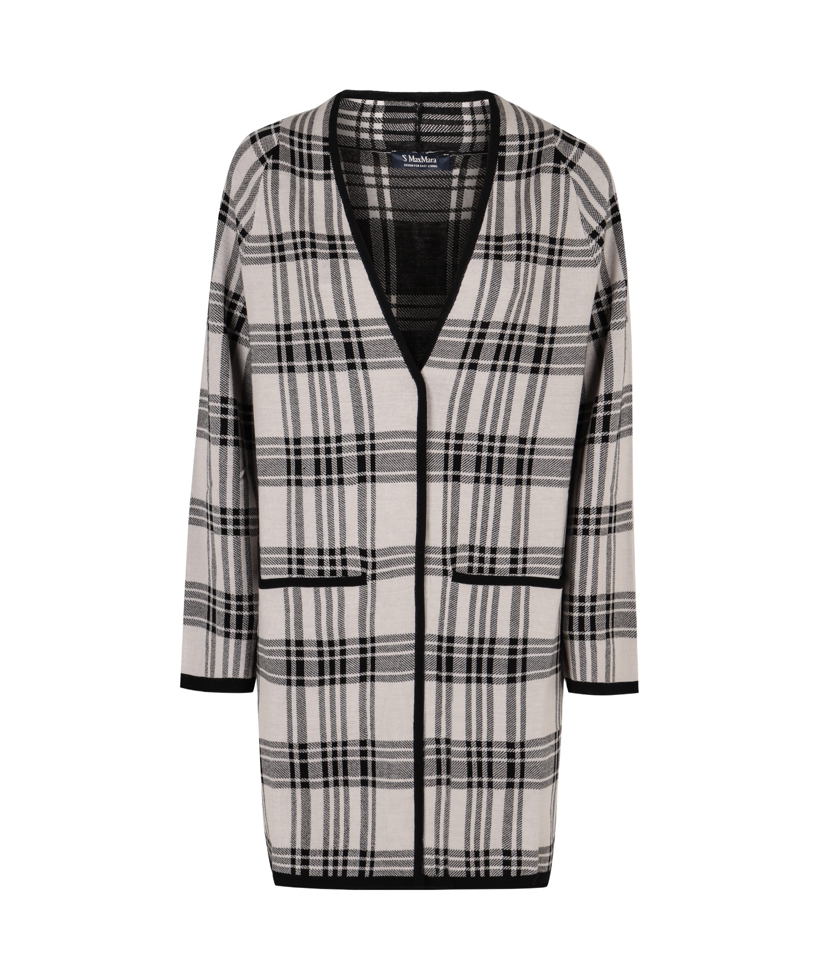 Max Mara Checked Cardigan In Gray