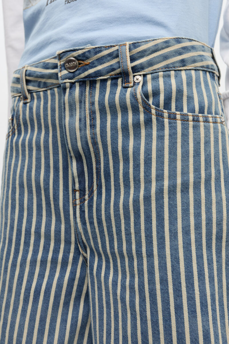 Ganni Light Stripe Denim Shorts
