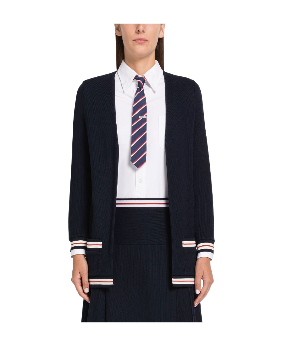 Thom Browne Open-front Cotton Cardigan In Black