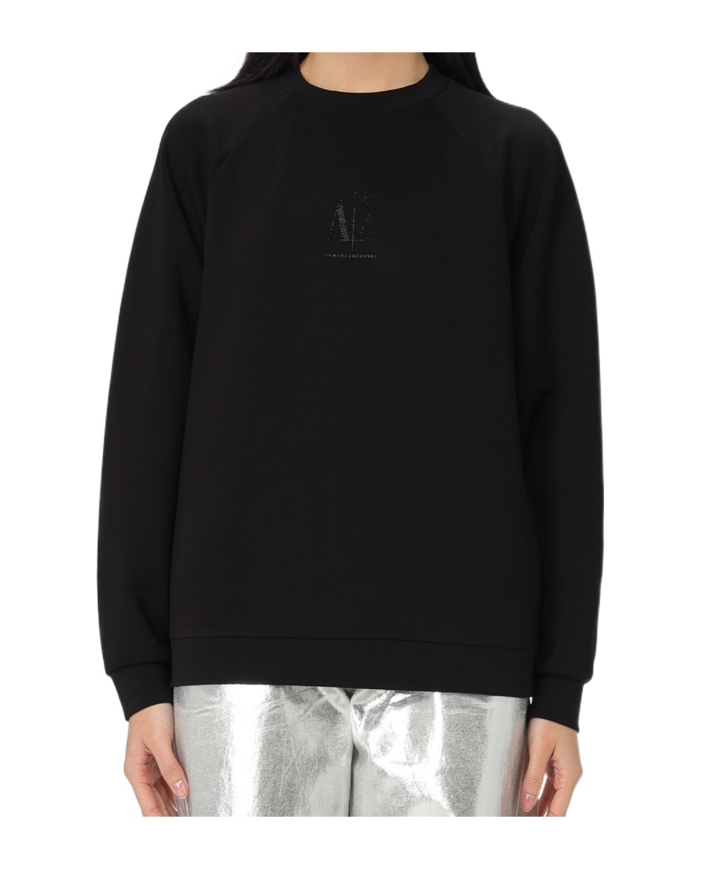 Armani Exchange Crystal-embellished Raglan Sweatshirt In Black
