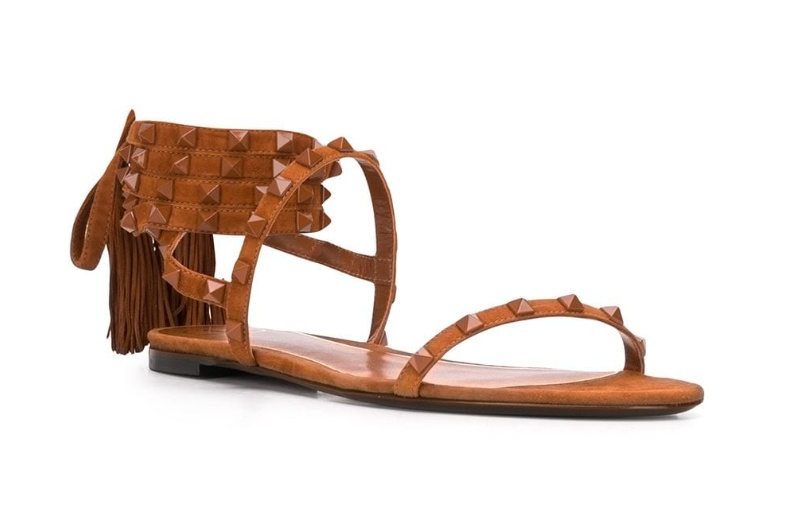 Valentino Flair Flat-soled Sandals In Brown