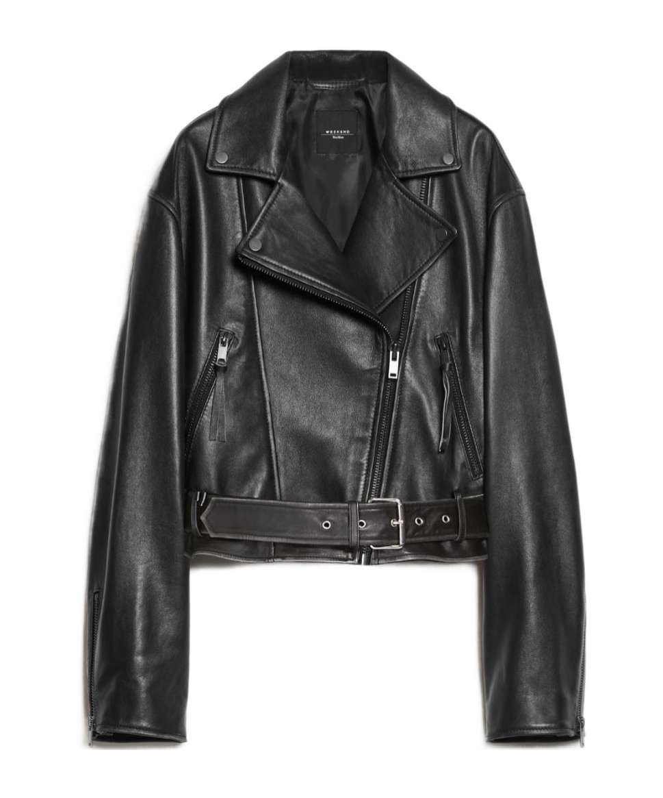 Shop Weekend Max Mara Zip Detailed Belted Jacket In Black