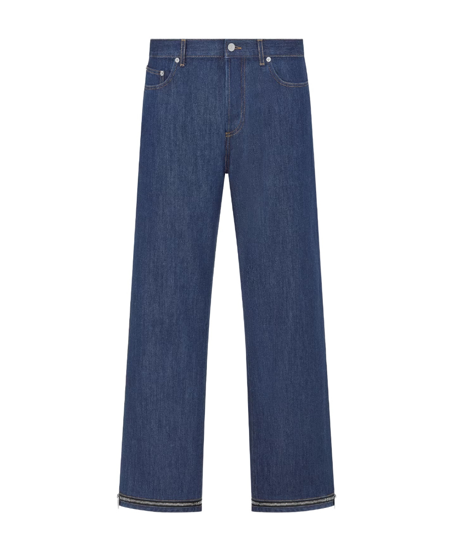 Dior Five Bags Of Zipper Jeans In Blue