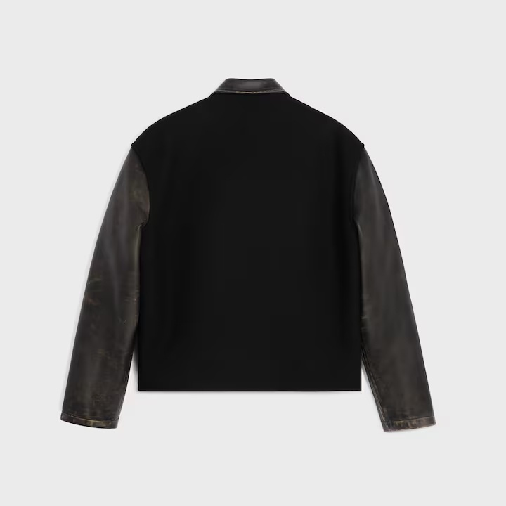 Celine Teddy Jacket In Wool Felt In Black