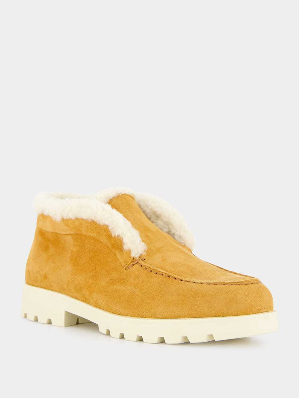 Santoni Shearling Ankle Boots In Gold