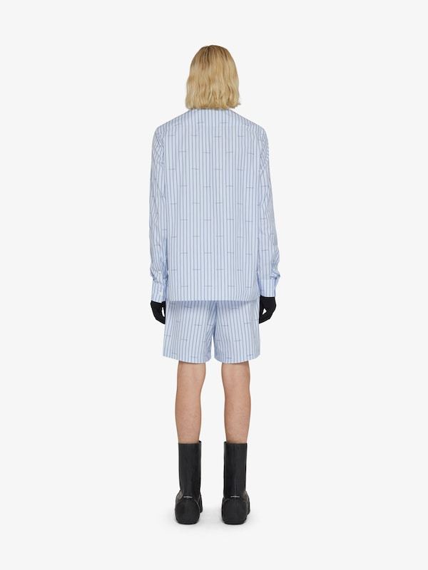 Givenchy Logo-print Striped Cotton Shorts In Blue