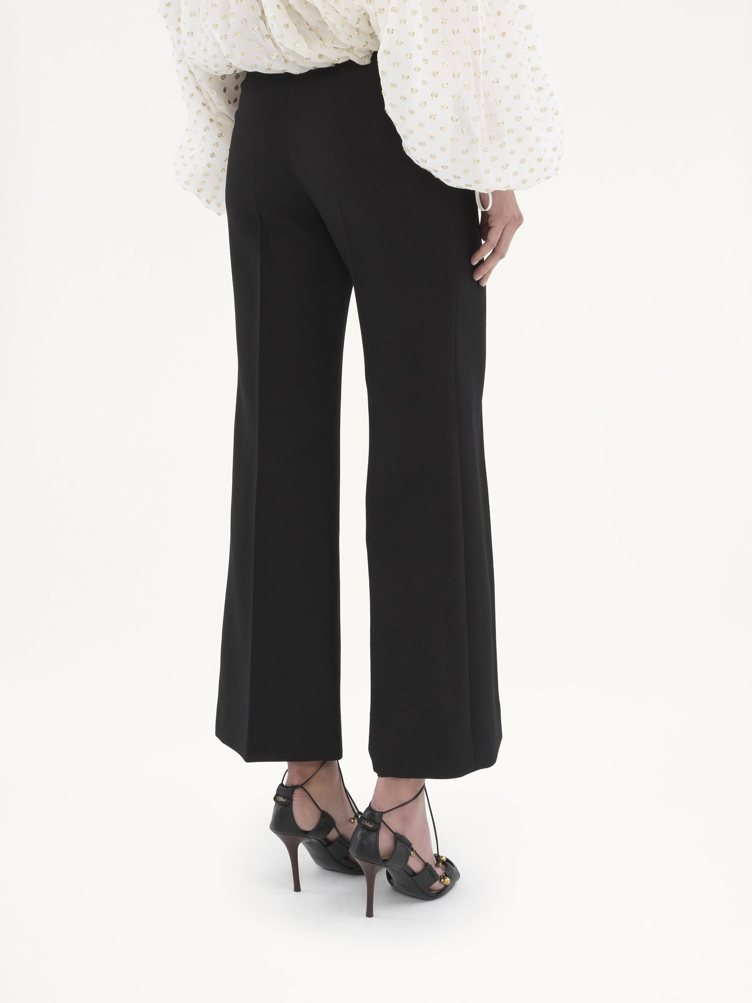 Chloé Pantalon Évasé En Laine Stretch Femme Noir Taille 34 95% Laine Vierge, 5% Élasthanne In Black