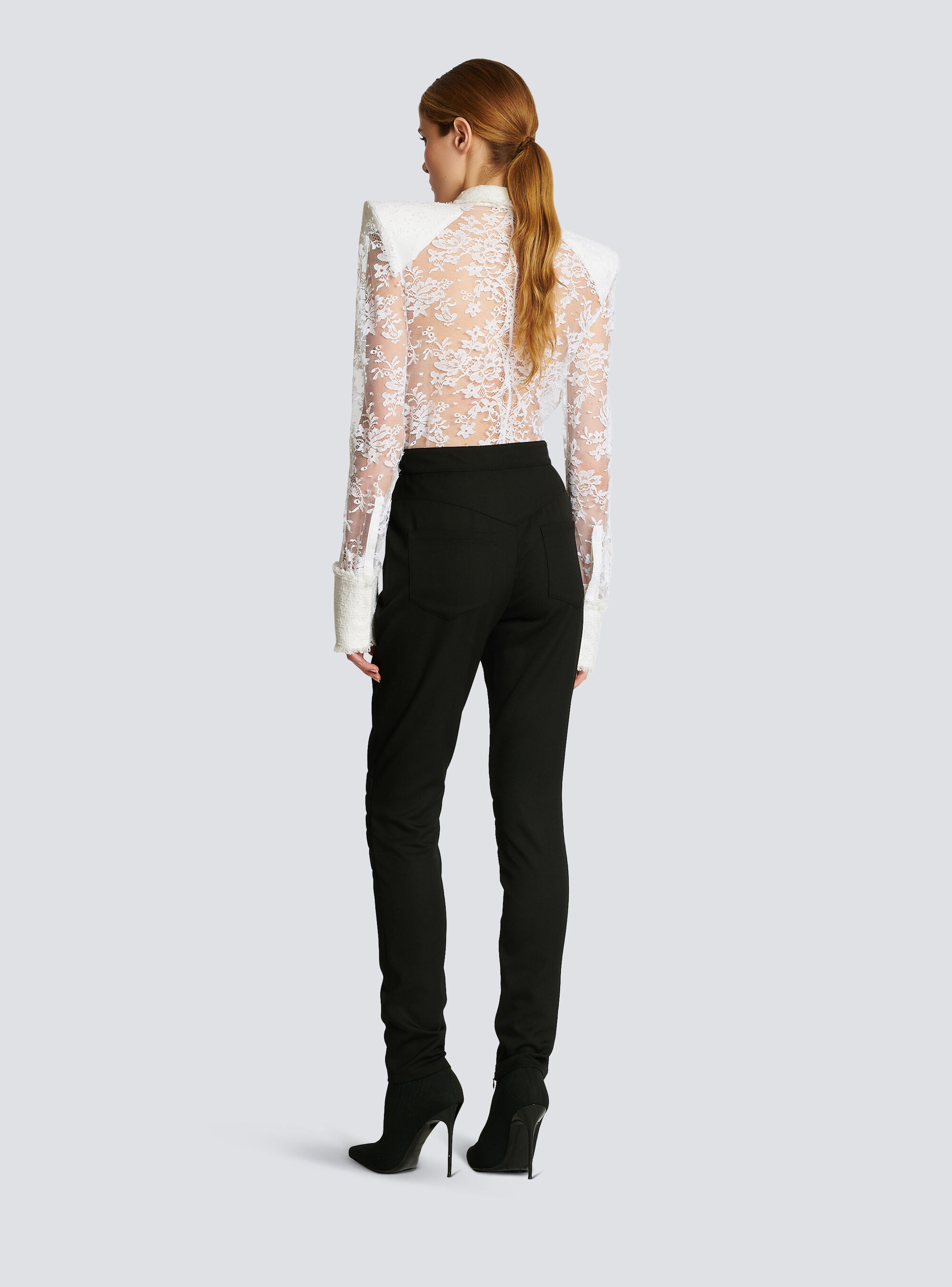 Balmain High-waisted Wool Skinny Trousers In Black
