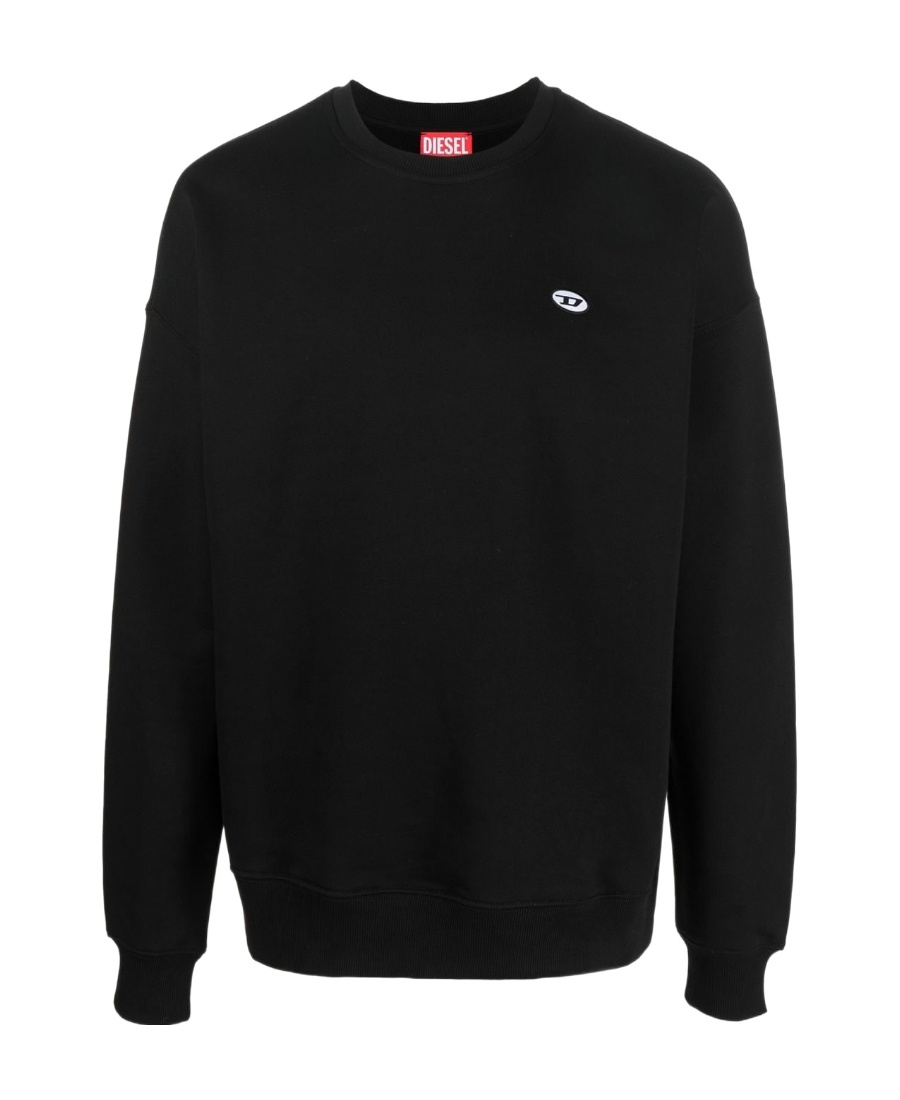 Shop Diesel Logo Embroidery Cotton Sweatshirt In Black