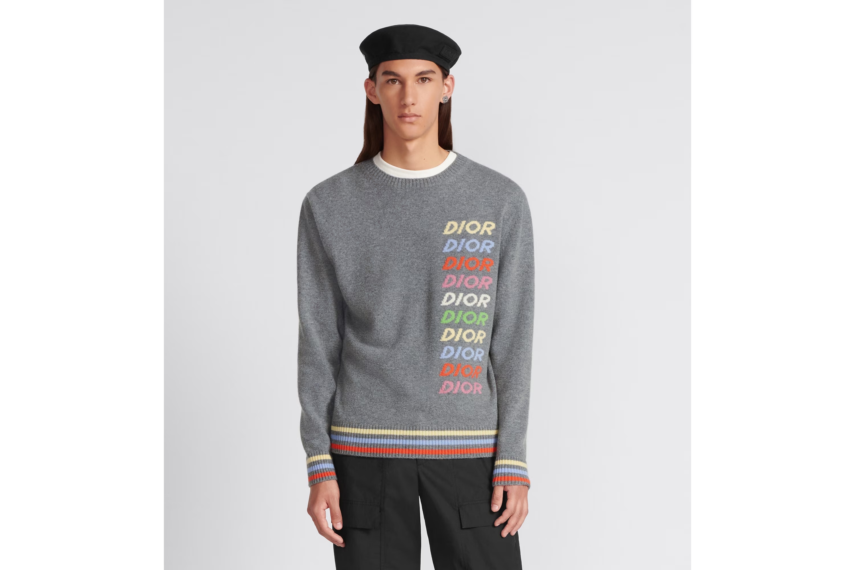 Dior Men Wool And Cashmere Sweater In Gray