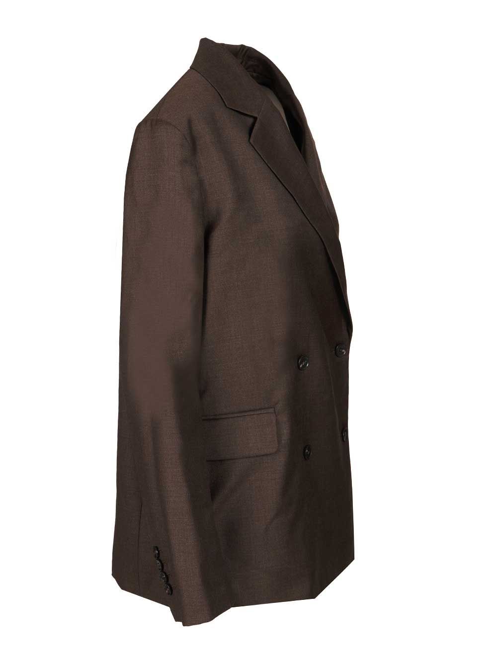 Loulou Studio Long-sleeved Suit Jacket In Brown
