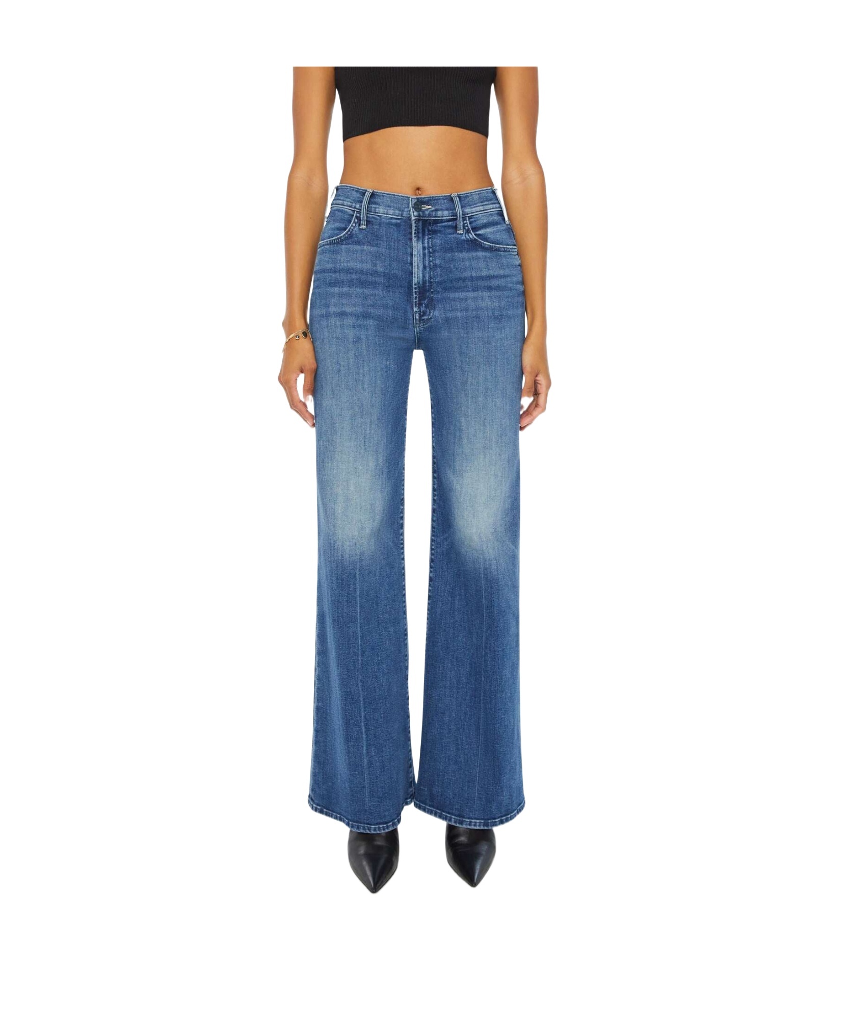 Mother The Ditcher Roller Sneak Jeans In Blue