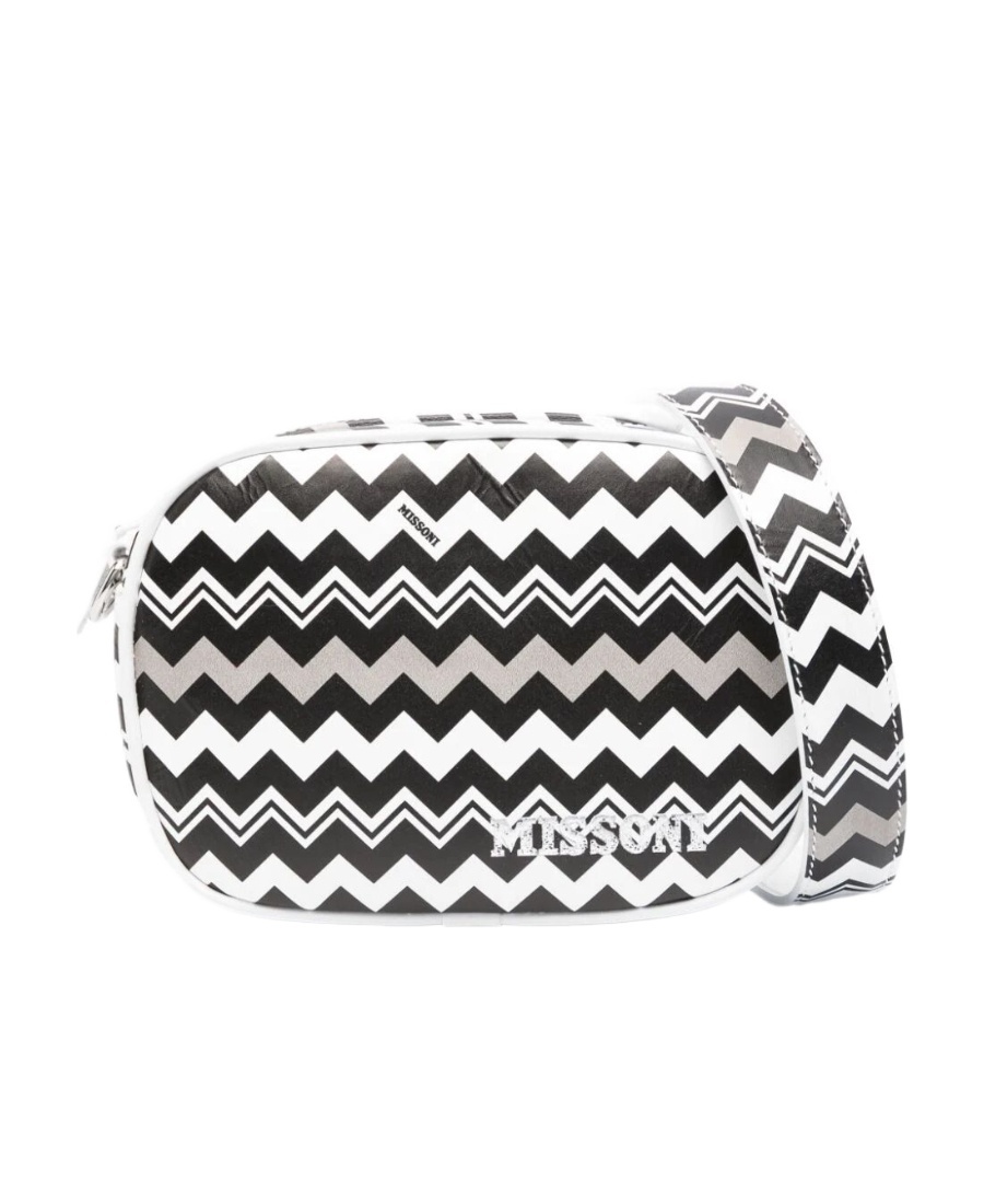 Missoni Zigzag-print Leather Shoulder Bag In Black