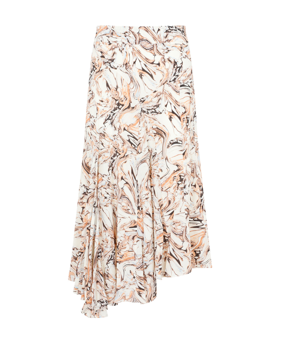 Shop Isabel Marant Graphic Print Asymmetrical Skirt In Nude