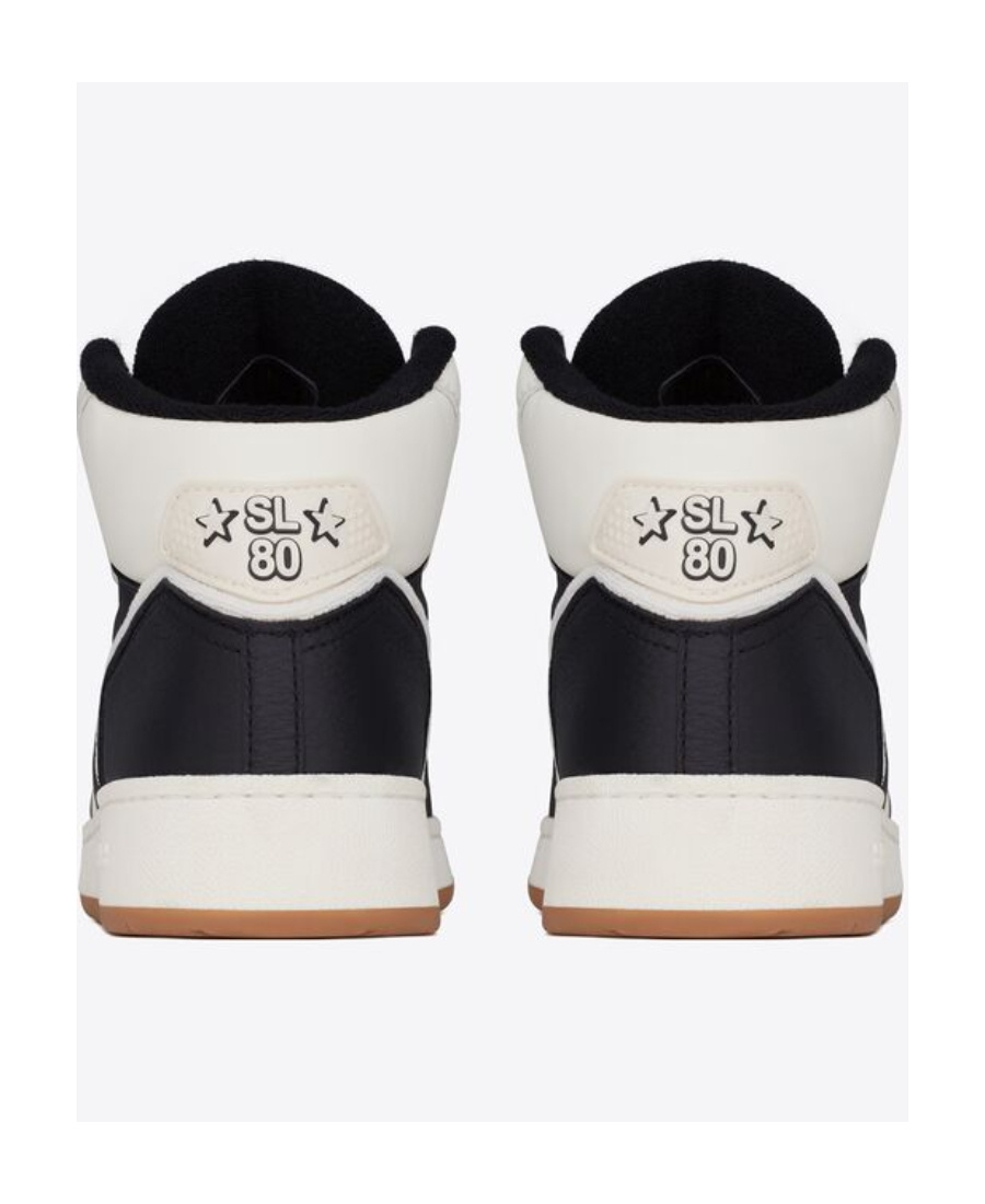 Saint Laurent High-top Leather Sneakers Contrast Panels In White