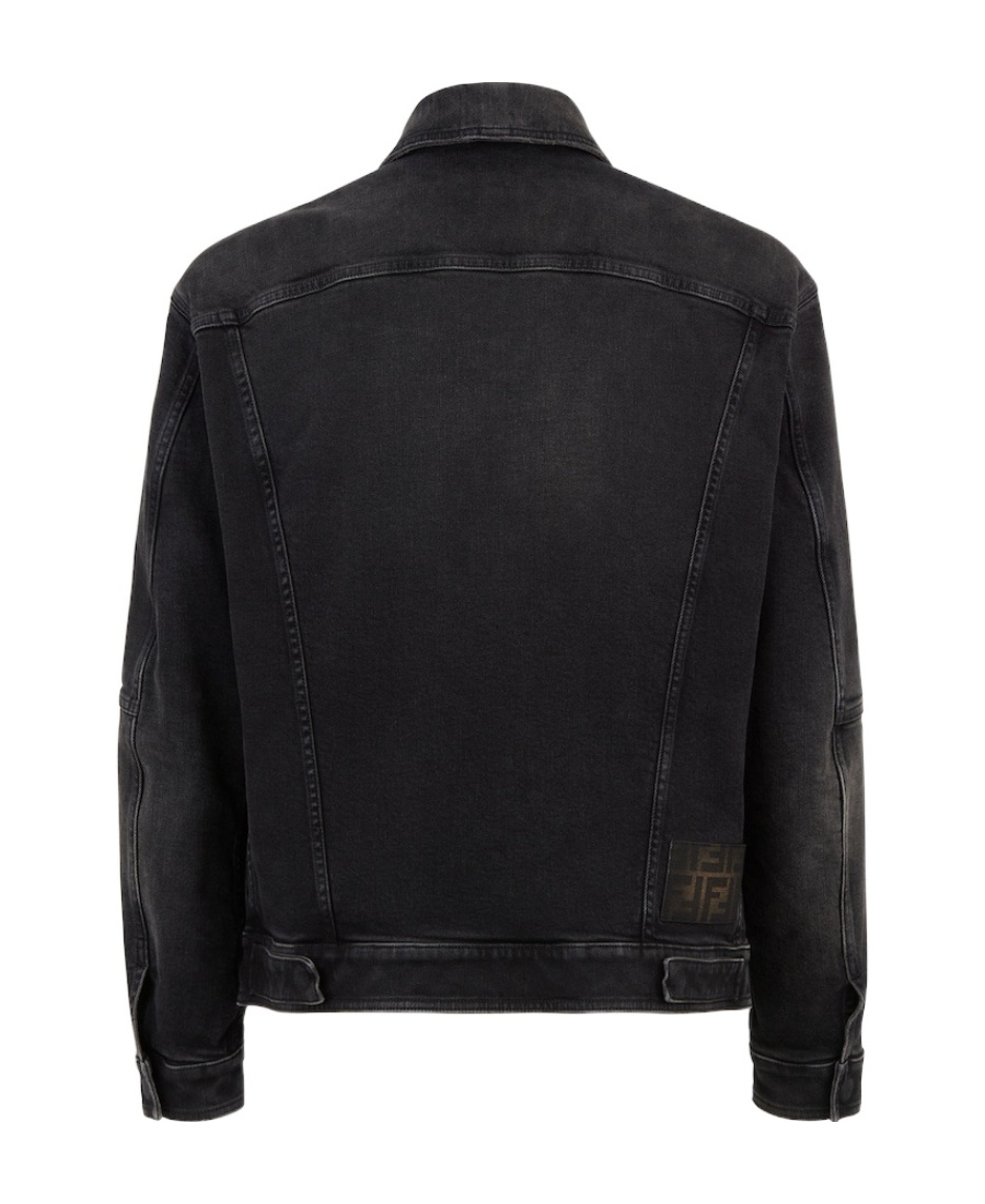 Fendi Straight Cut Denim Jacket In Black