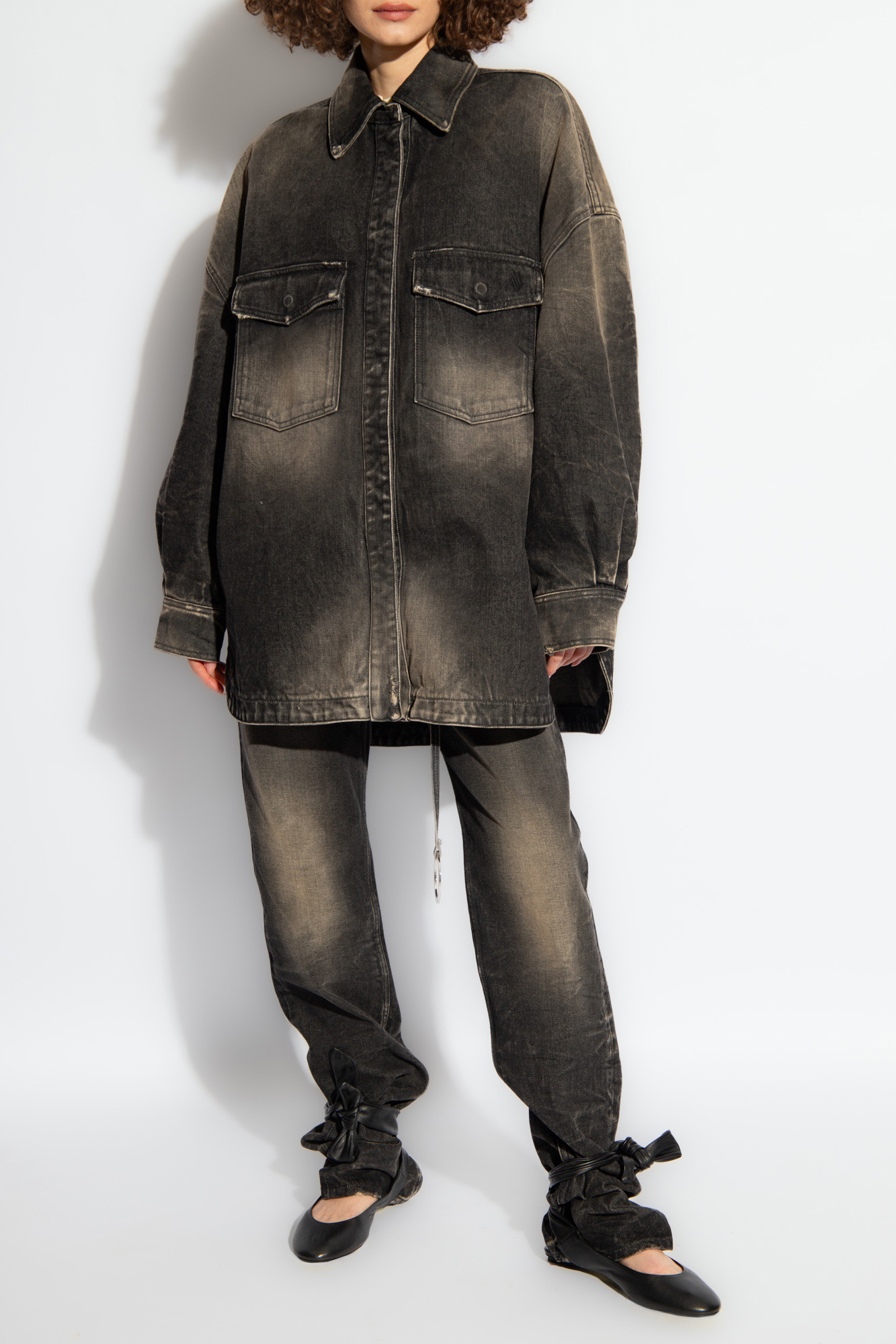 Attico Grey Long Jeans In Black