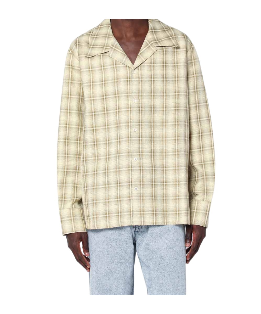 Séfr Ignacio Check Pattern Shirt In Cotton And Linen Men In Brown