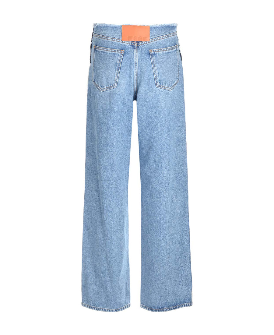 Msgm Distressed Wide-leg Jeans In Blue