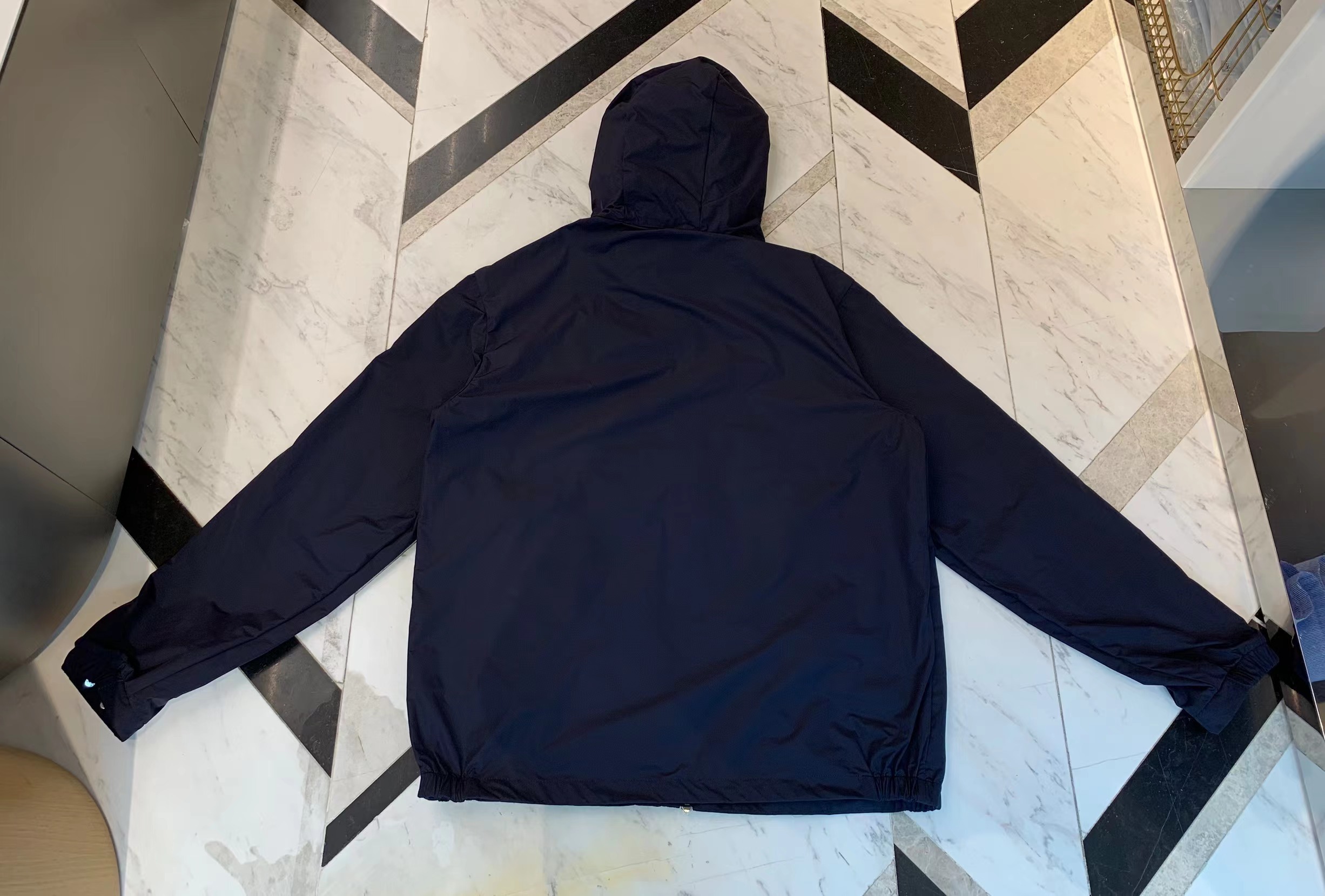 Moncler Stripe-detail Hooded Jacket In Blue