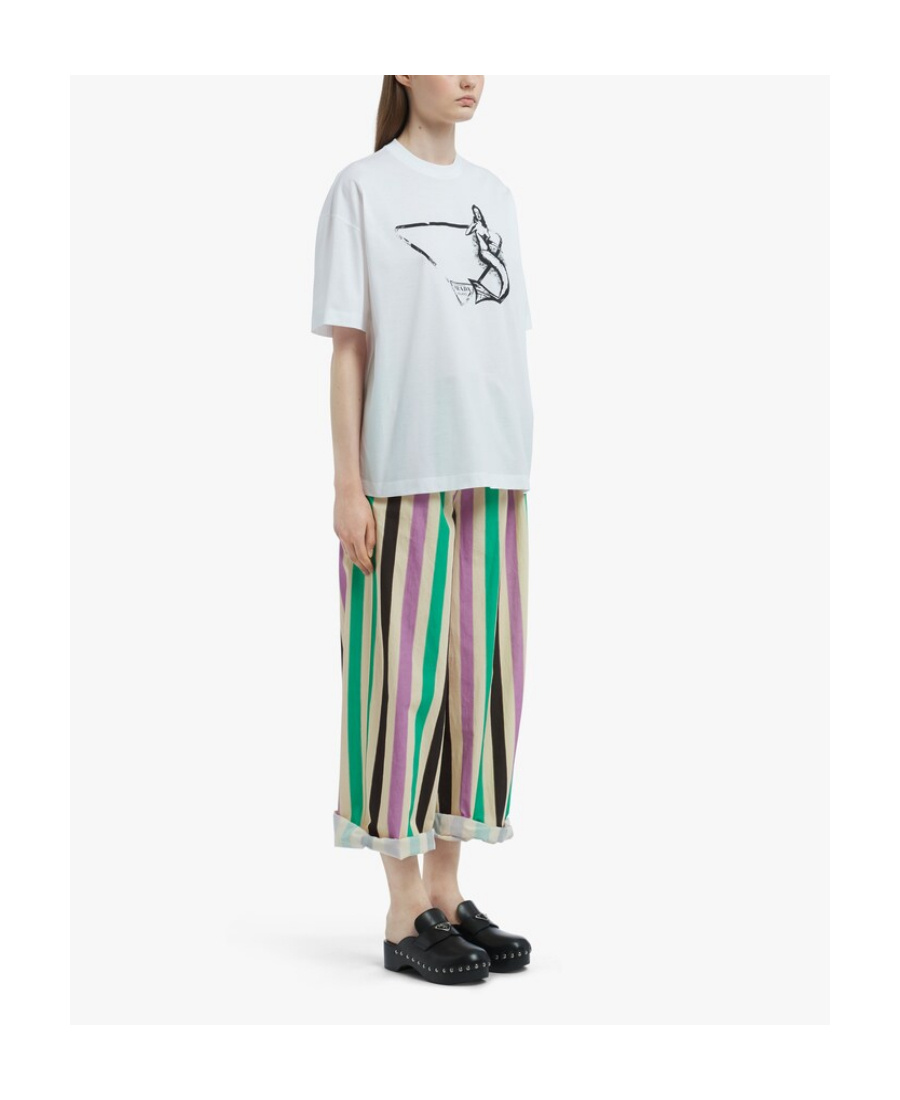 Prada Pattern Printed Short-sleeved T-shirt In White