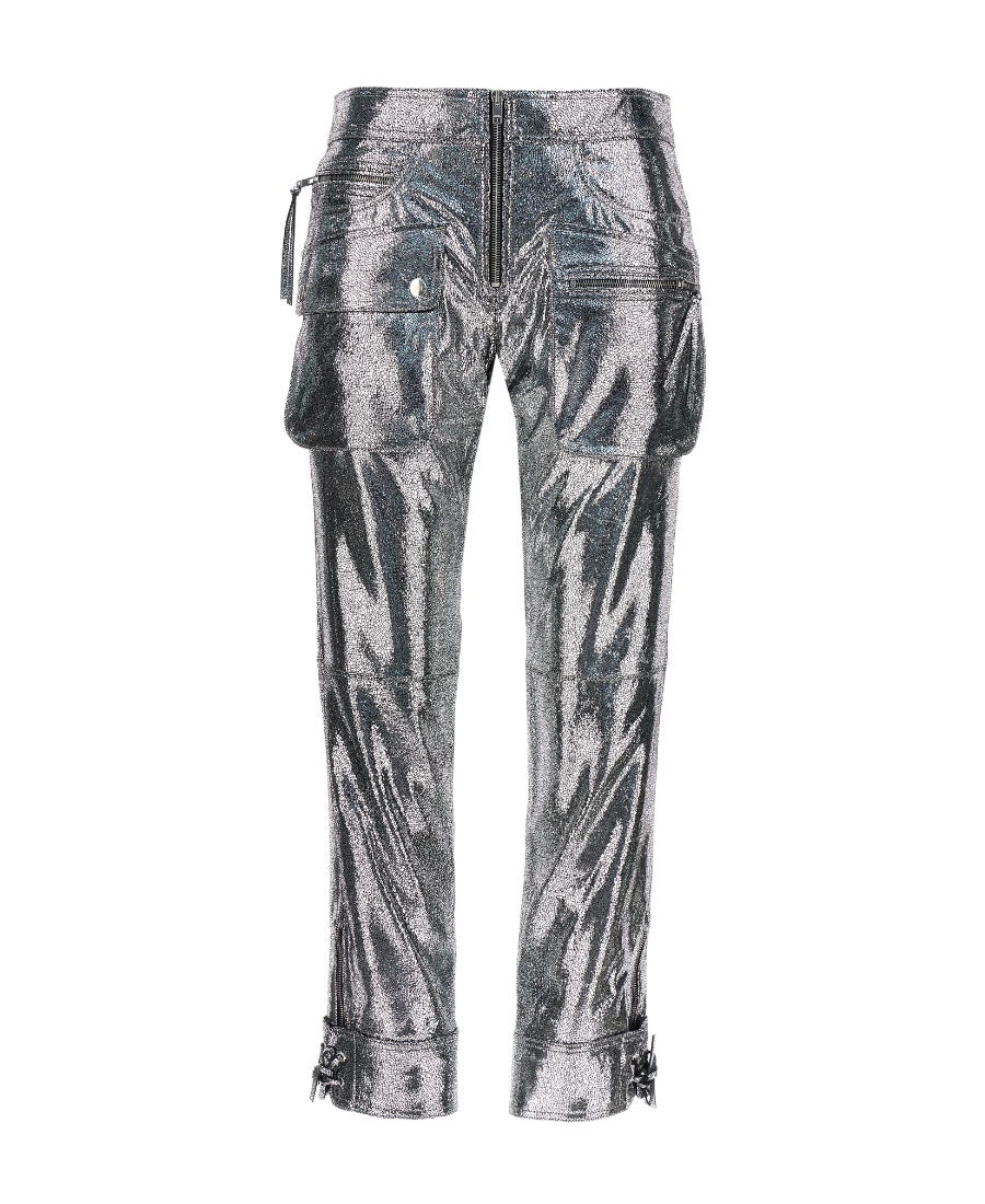 Isabel Marant Trousers Featuring Adjustable Straps And Metallic Finish In Gray