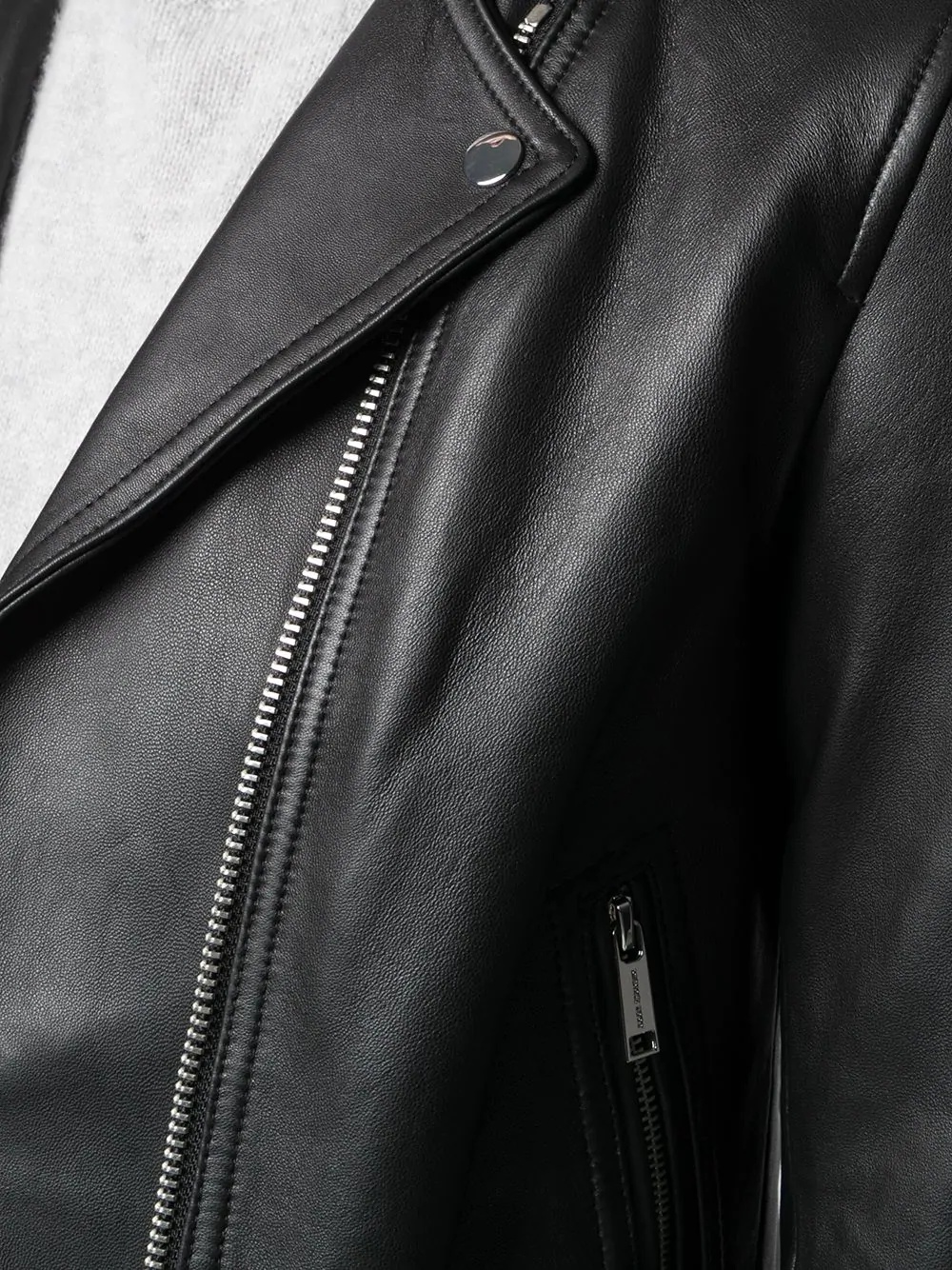 Shop Michael Kors Cropped Biker Jacket In Black
