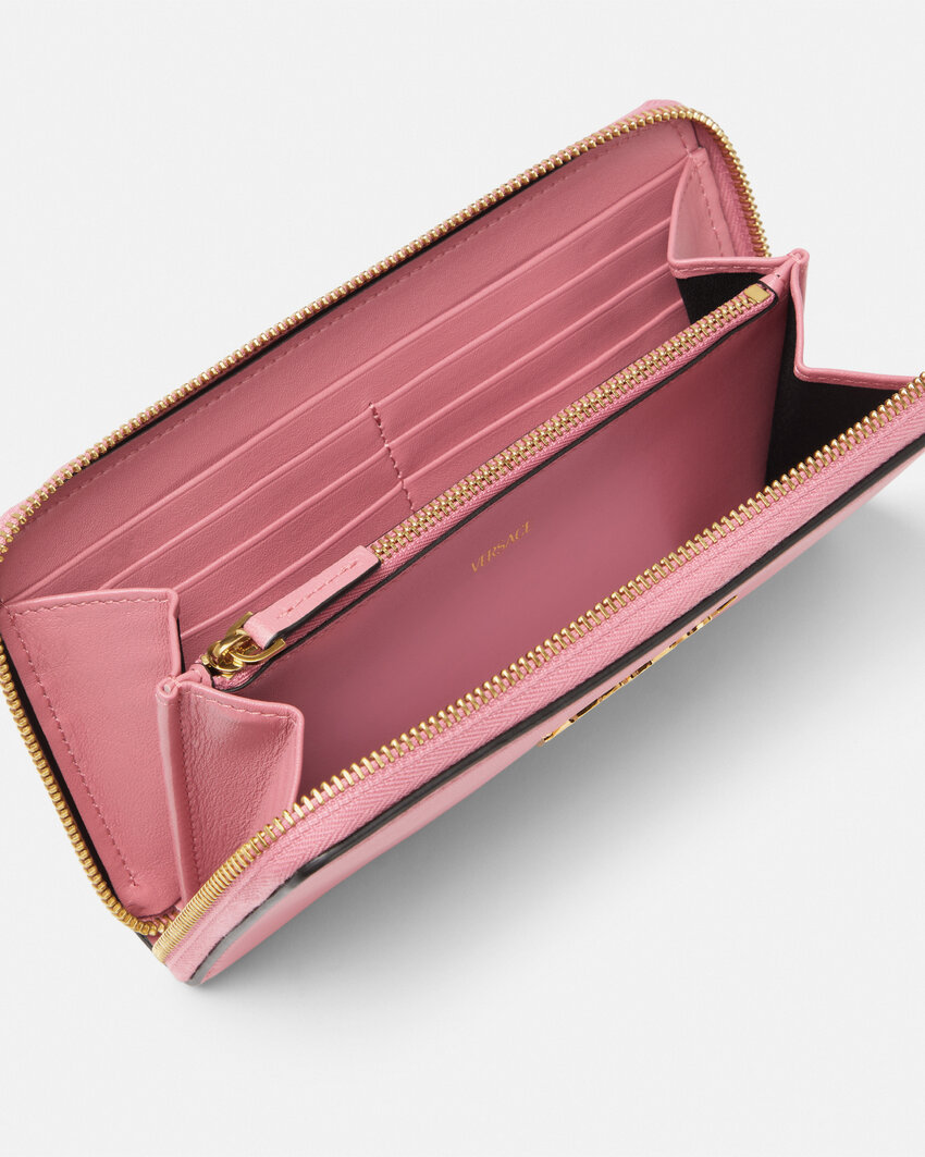 Versace Logo-lettering Wallet In Pink