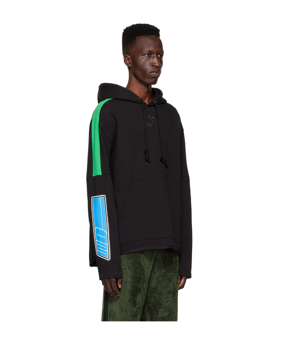 We11 Done Black Cotton Hoodie In Black