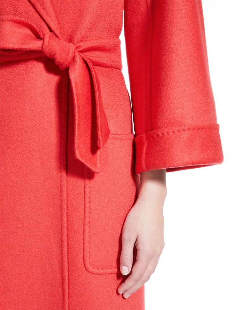 Max Mara Woman Coat Coral Size 12 Cashmere In Red